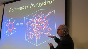 UNC-CH chemistry professor Edward Samulski discusses nanotechnology. Photo: Joe Mengel