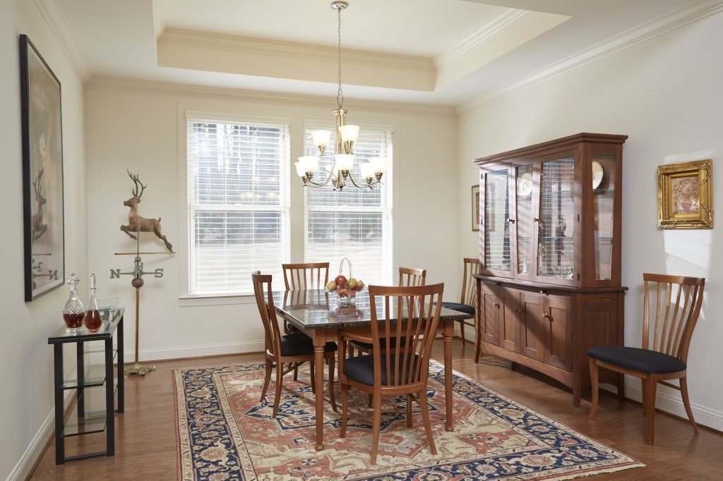 View of a dining room inside of a Carolina Meadows villa