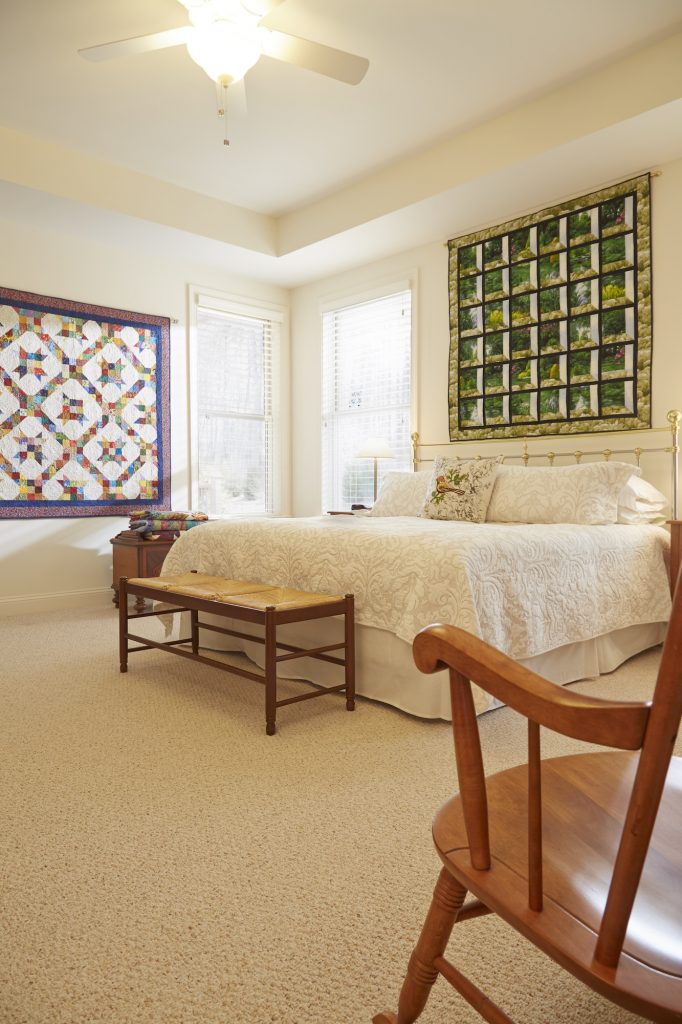 An alternative view of a bedroom inside a Carolina Meadows villa.