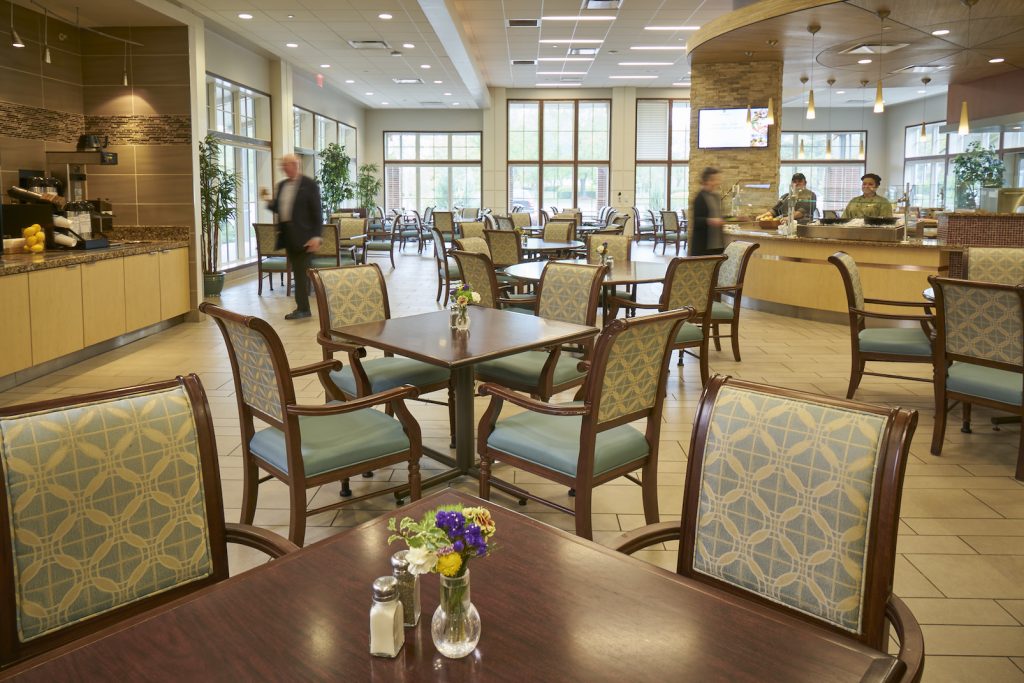 View of the Courtyard Dining Room at Carolina Meadows